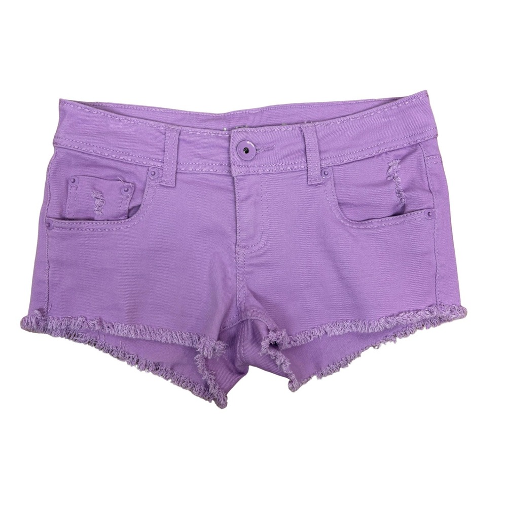 Dollhouse Mini Denim Shorts The Sienna‎ Size 7 (Jr) Lilac Cut Off Frayed Y2K Vtg